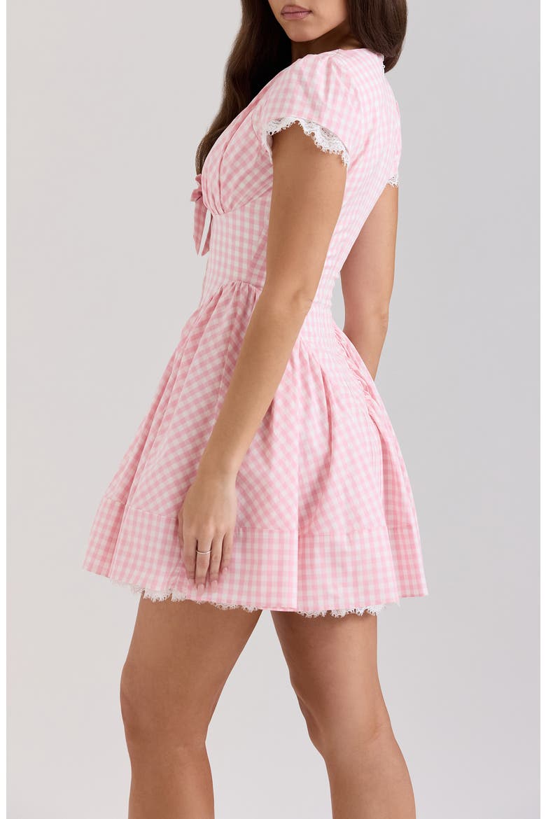 Emiliana Corset Gingham Cocktail Minidress, Alternate, color, PINK GINGHAM