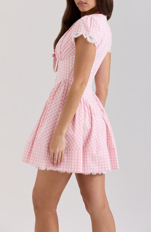 House Of Cb Of Cb Womens Emiliana Checked Stretch-cotton Mini Dress Pink Gingham Xs