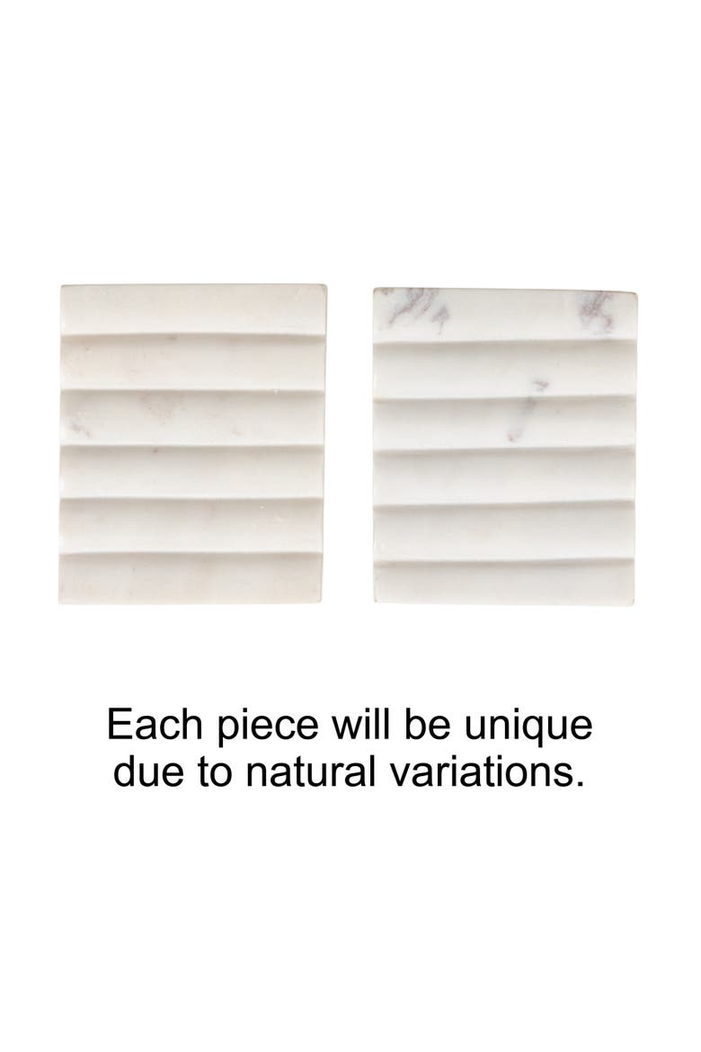 Contemporary Carved Marble Soap Dish for Bathrooms, Alternate, color, White