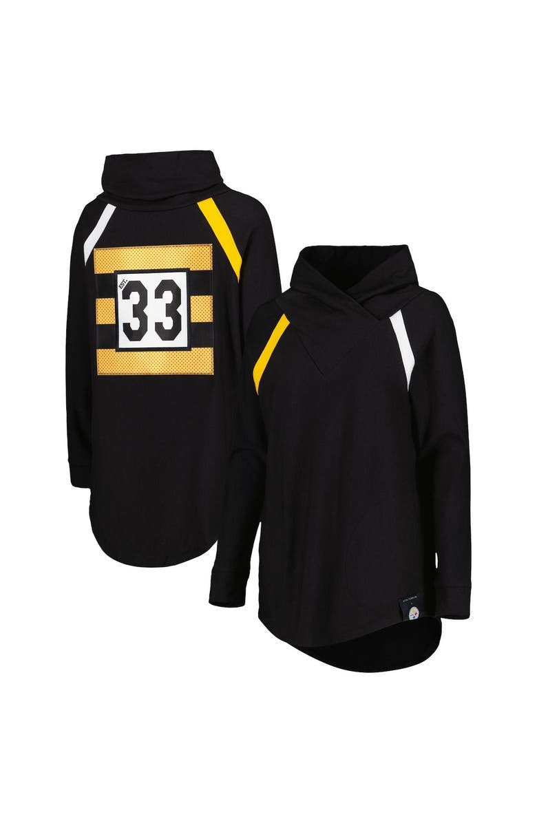 KIYA TOMLIN Women's KIYA TOMLIN Black Pittsburgh Steelers Tri-Blend Raglan Pullover Sweatshirt, Main, color, 