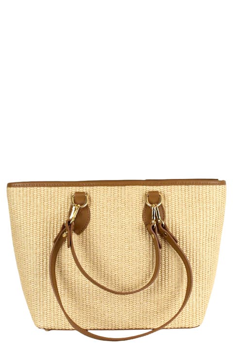 Naomi Straw & Leather Tote