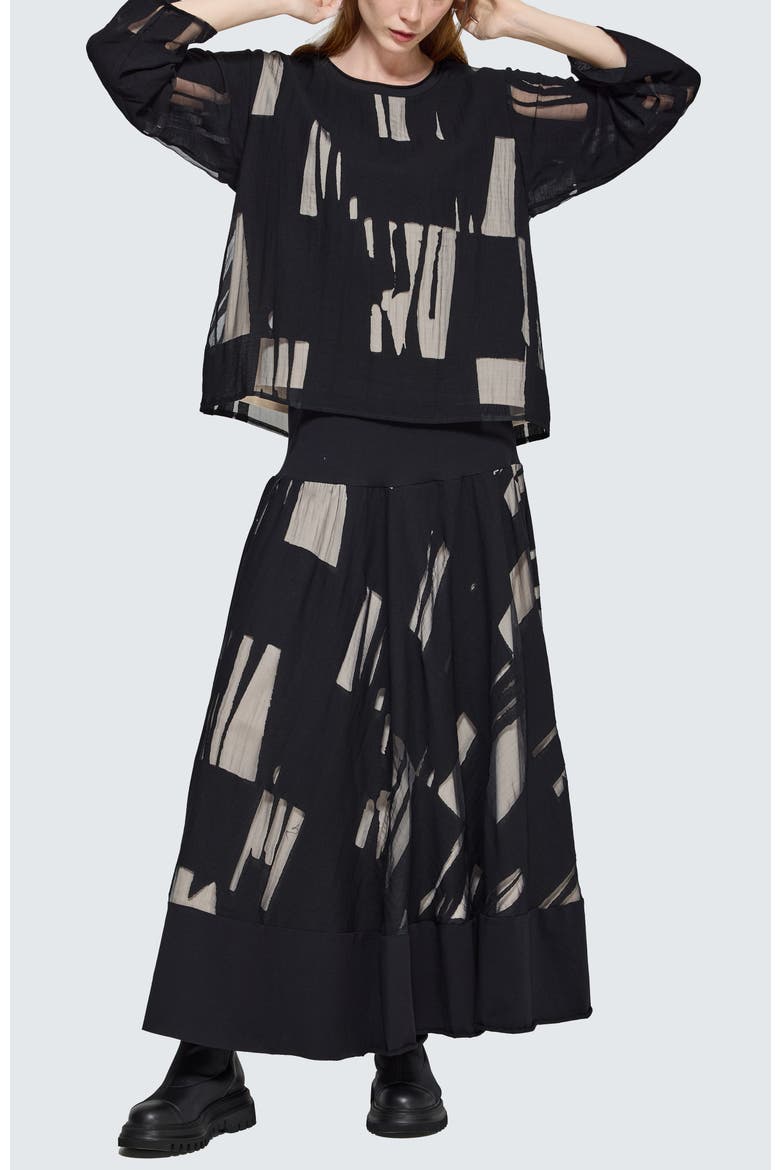 Selindra Sheer Jacquard Blouse, Alternate, color, Ivory Black