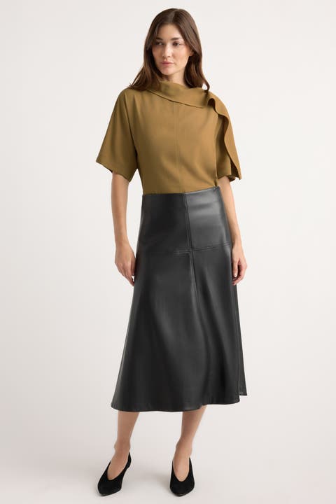 Harley A-line Vegan Leather Skirt