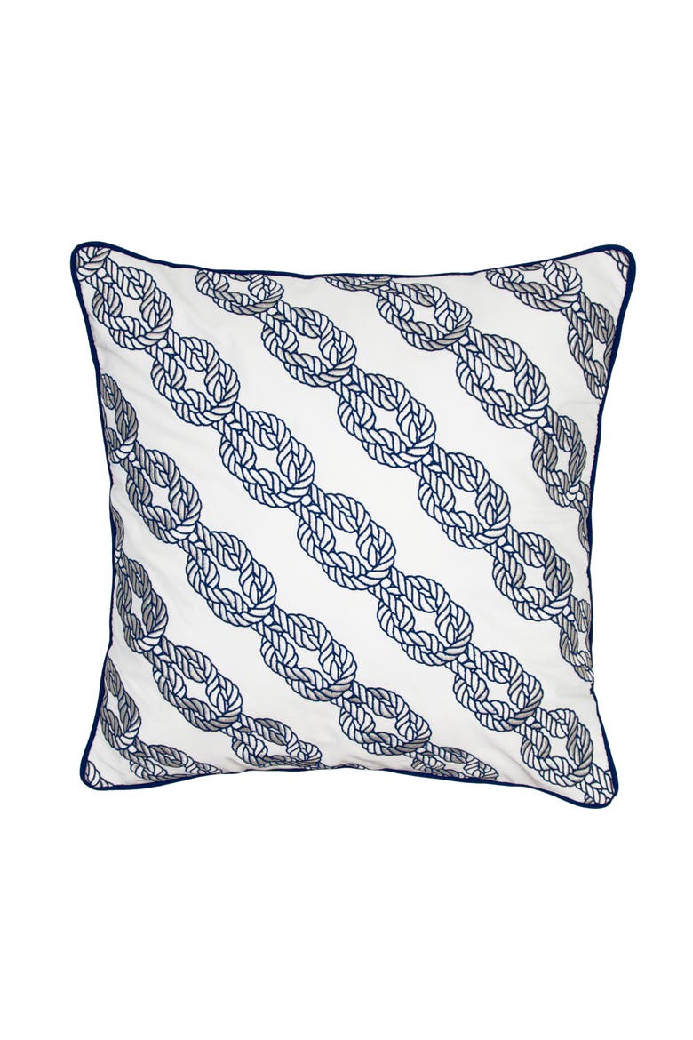 Nautical Rope Chain Indoor/Outdoor Accent Pillow, Main, color, Blue