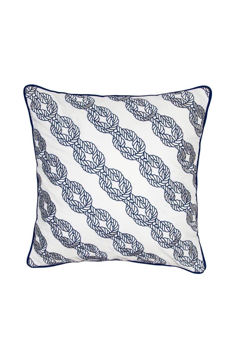 RightSide Designs Nautical Rope Chain Indoor/Outdoor Accent Pillow, Main, color, Blue