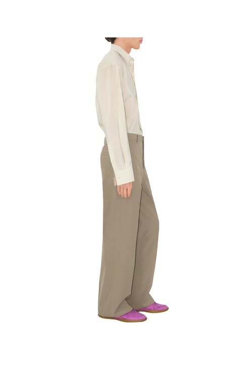 Burberry Silk Tailored Trousers In Crater
