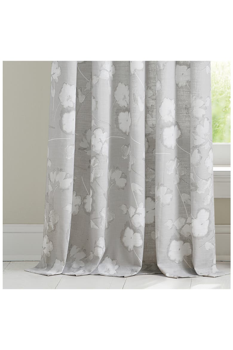 Dandelion Floral Print Set of 2 Poletop Curtain Panels, Alternate, color, GREY
