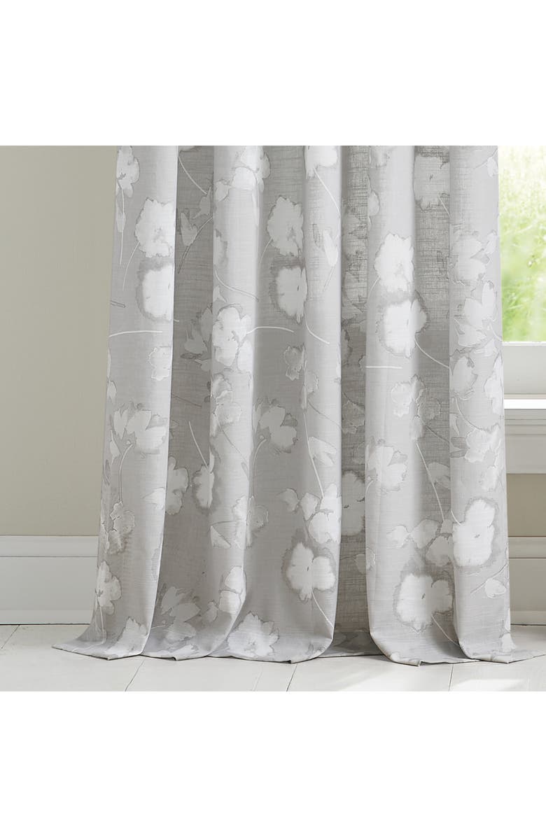 DKNY Dandelion Floral Print Set of 2 Poletop Curtain Panels, Alternate, color, Grey