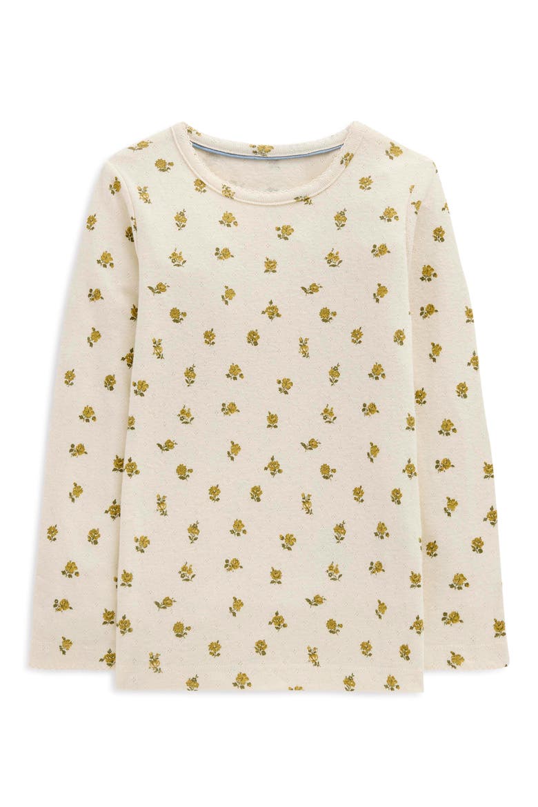 Kids' Long Sleeve Pointelle T-Shirt, Main, color, YELLOW DITSY FLORAL