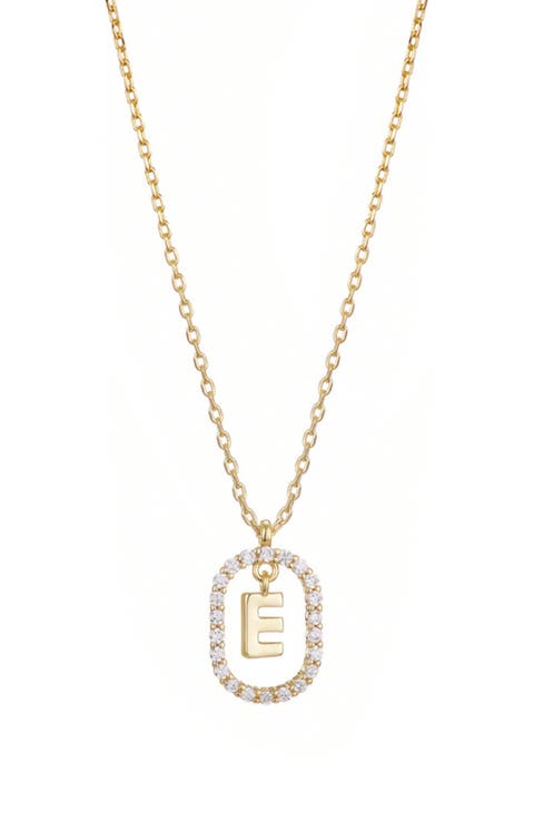 Floating Letter Initial Cubic Zirconia Pendant Necklace