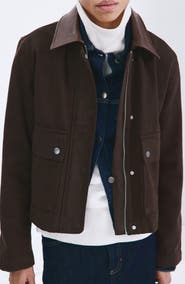 MANGO Denim & Faux Leather Barn Jacket