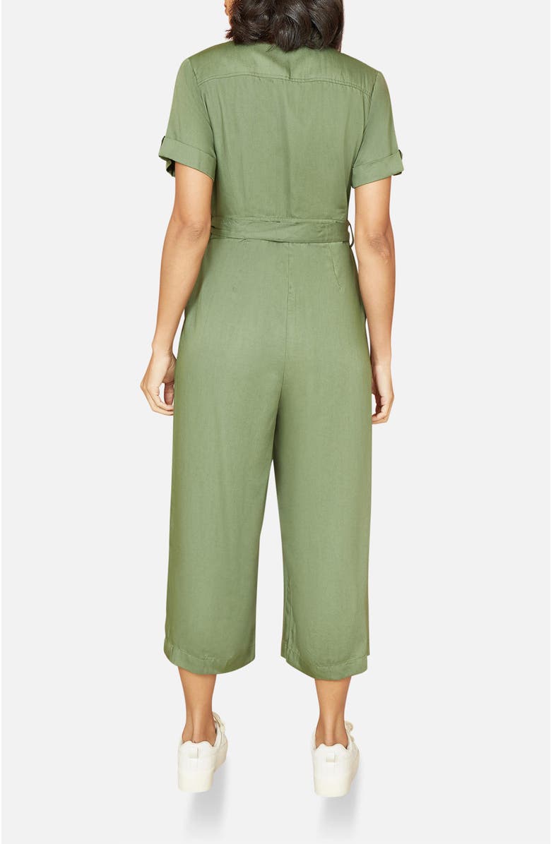 Yumi Structured Belted Cropped Jumpsuit, Alternate, color, Green