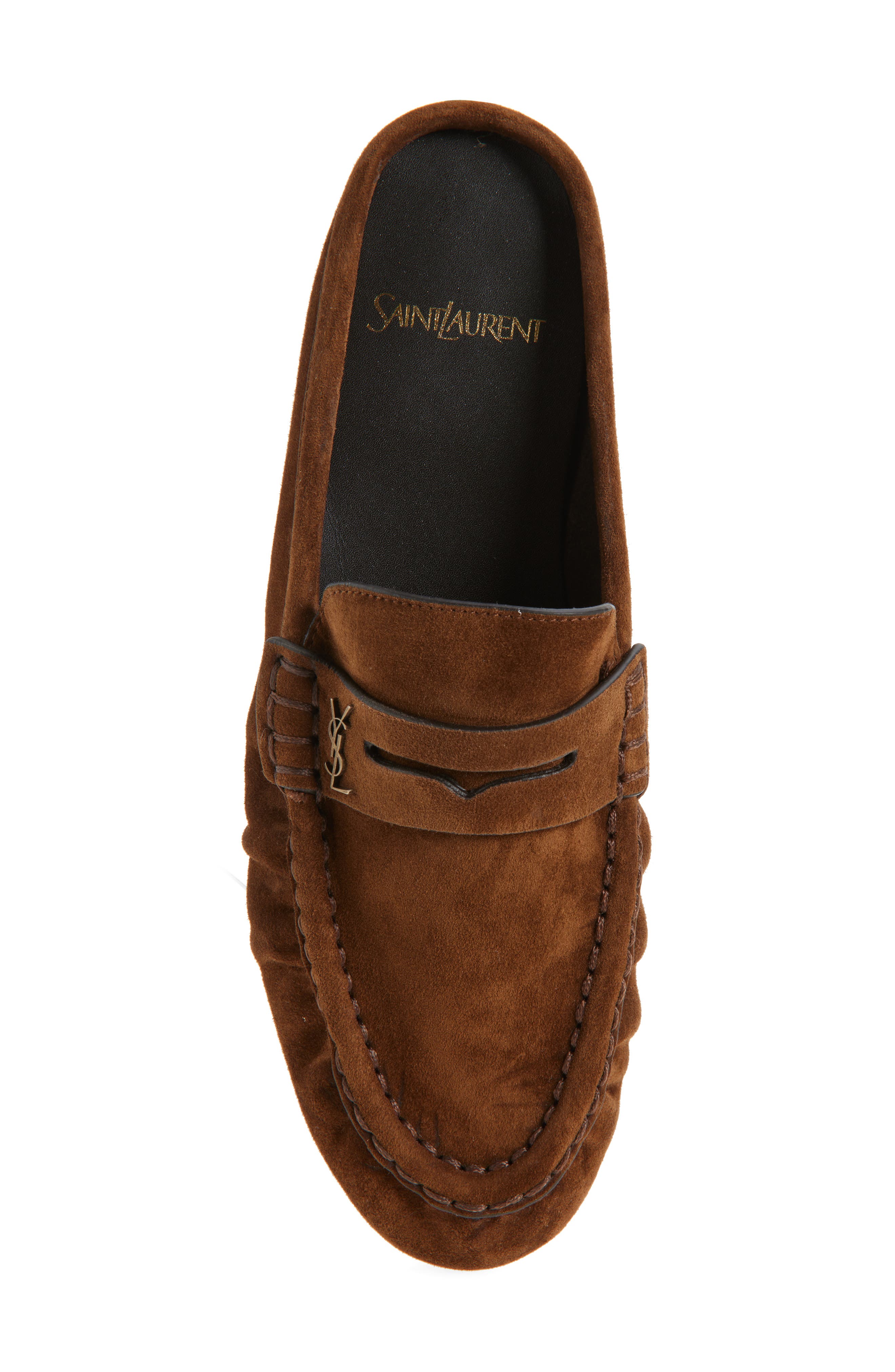 Saint Laurent Le Penny Loafer Mule, Alternate, color, Brown