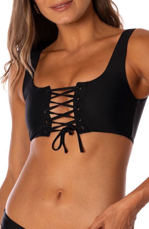 Maaji Midnight Black Dazzle Reversible Bikini Top In Black