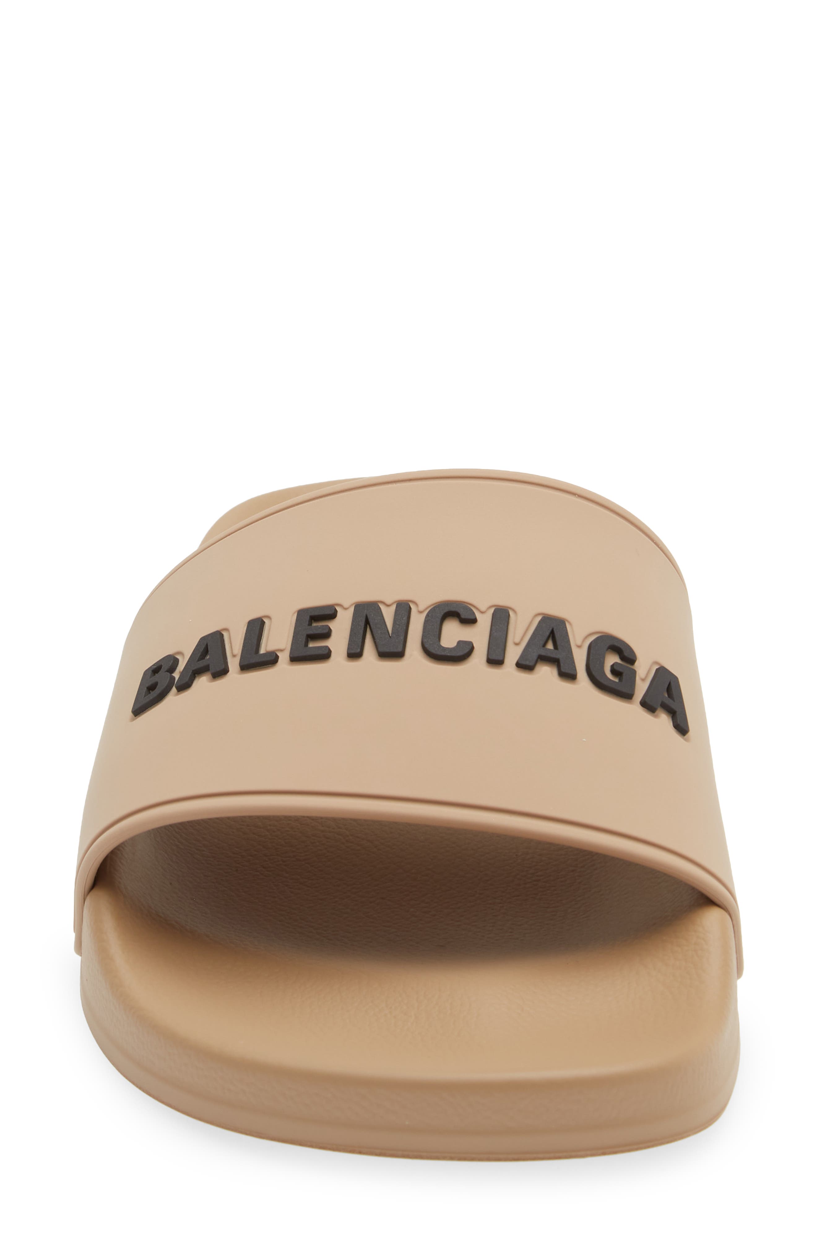 Balenciaga Logo Sport Slide, Alternate, color, Beige/ Black