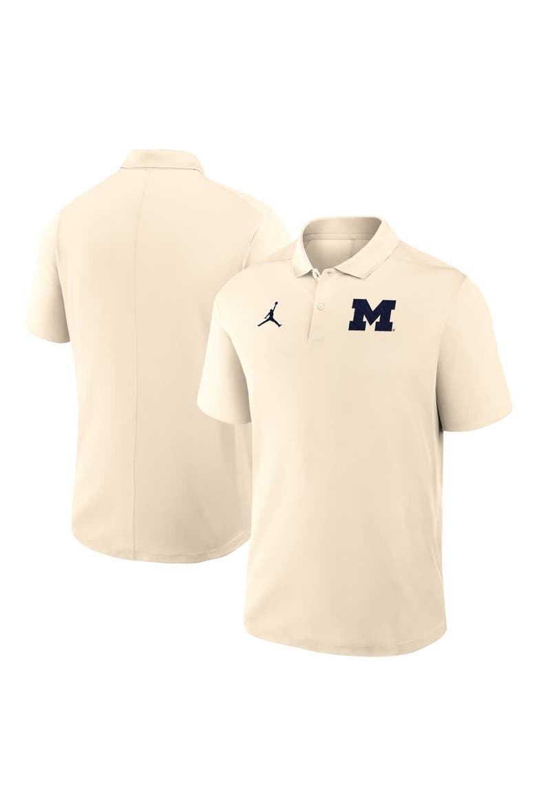 Men's Jordan Brand Tan Michigan Wolverines Primary Logo Victory Performance Polo, Main, color, Tan