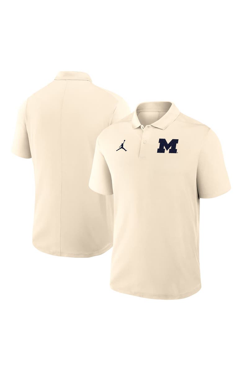 Jordan Brand Men's Jordan Brand Tan Michigan Wolverines Primary Logo Victory Performance Polo, Main, color, Tan