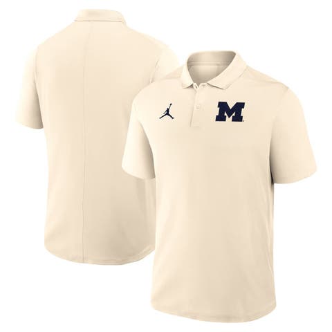 Men's Jordan Brand Tan Michigan Wolverines Primary Logo Victory Performance Polo