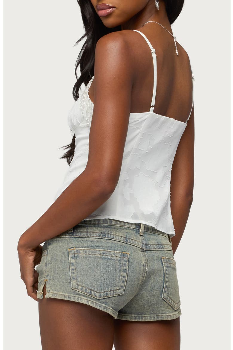 Taeyn Fringe Textured Chiffon Camisole, Alternate, color, WHITE
