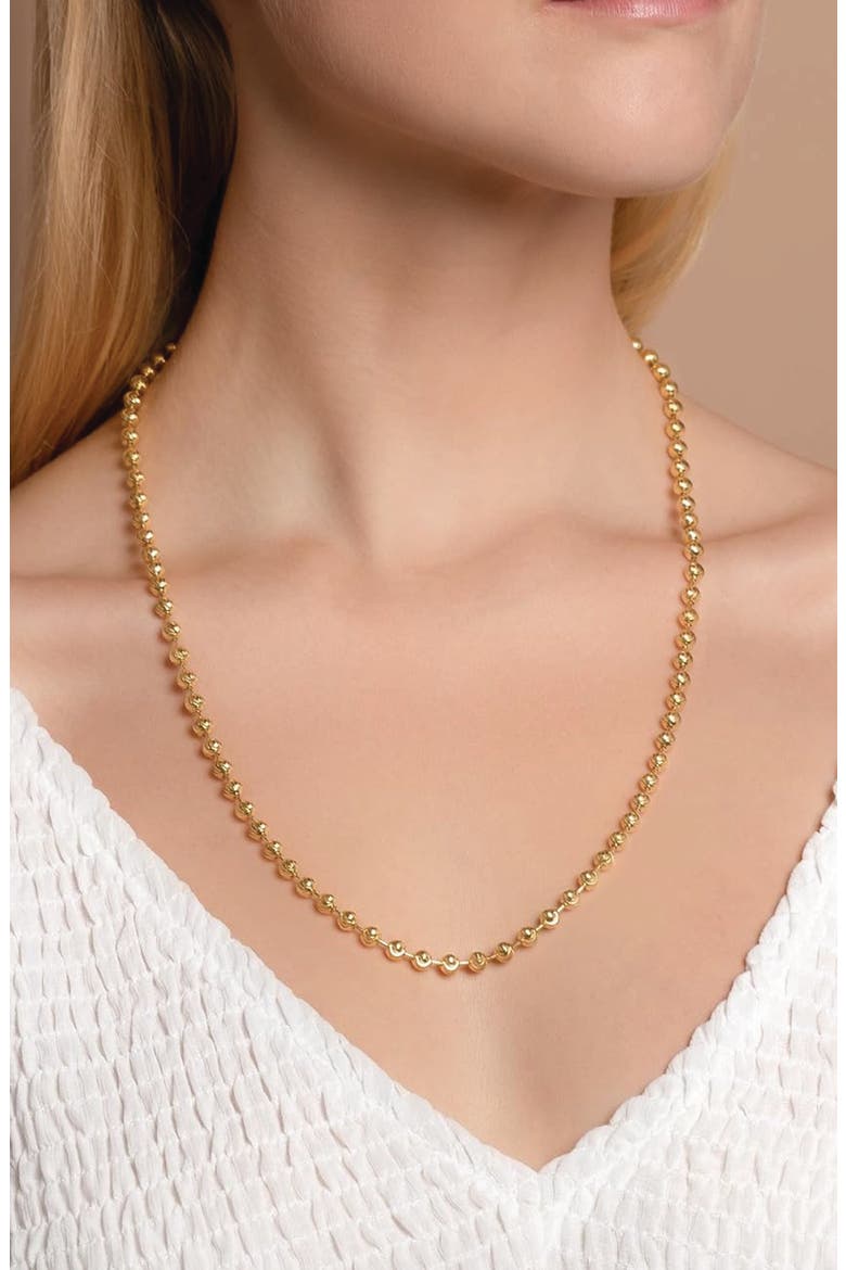 Gold Plated Sterling Silver Moon Ball Chain Necklace, Alternate, color, GOLD