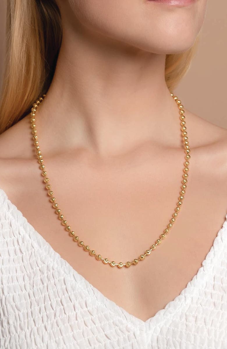 BEST SILVER Gold Plated Sterling Silver Moon Ball Chain Necklace, Alternate, color, Gold