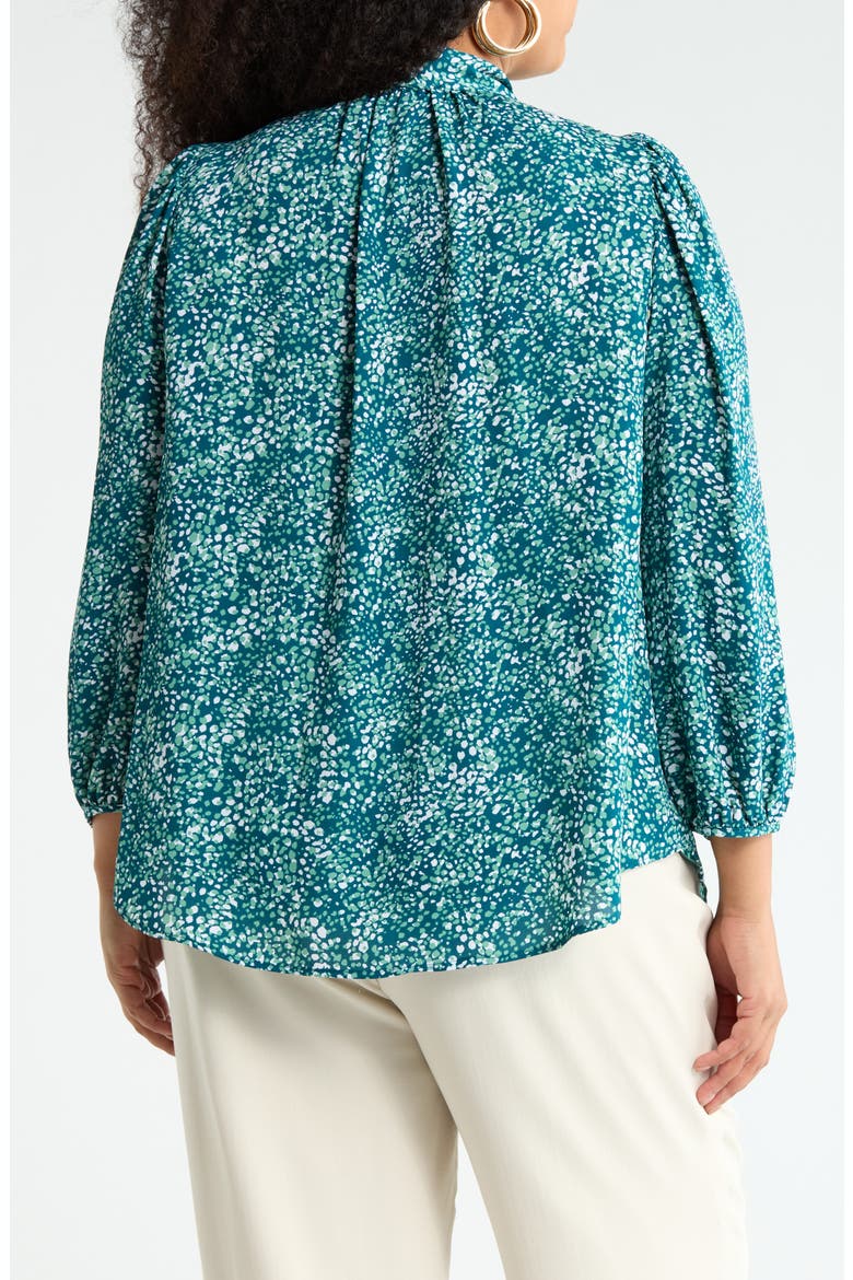 Tie Neck Long Sleeve Top, Alternate, color, BLUE