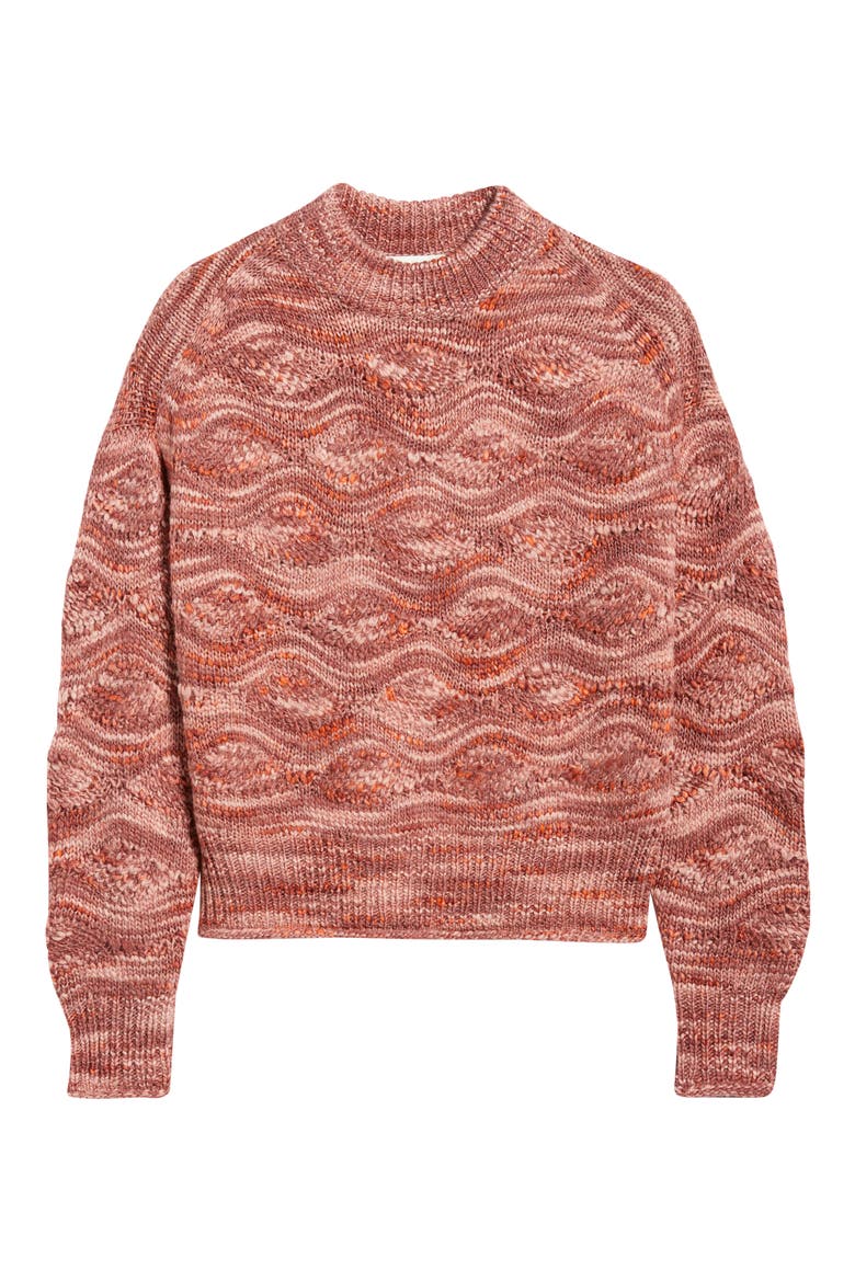 Space Dye Novelty Stitch Sweater, Alternate, color, RED MELANGE