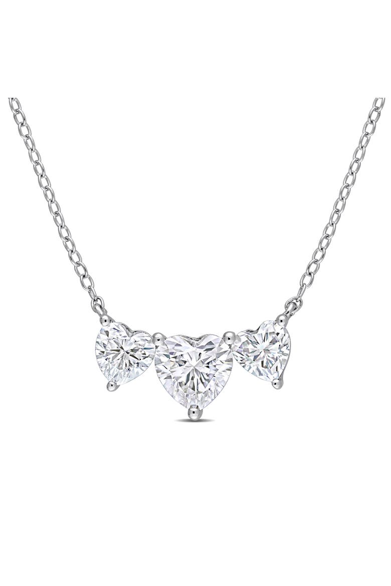 Moissanite Triple-Heart Necklace, Main, color, Sterling Silver