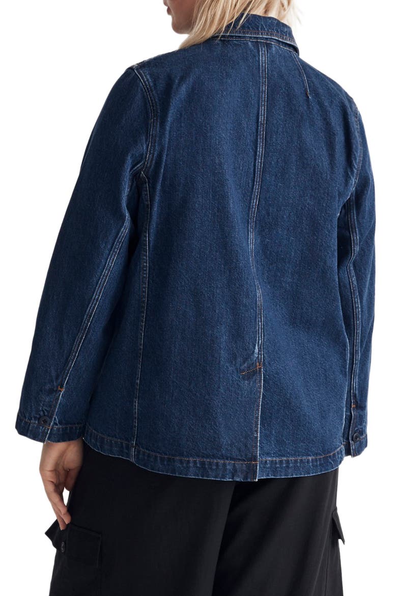 Double Breasted Cotton Denim Blazer, Alternate, color, DEARDORFF WASH