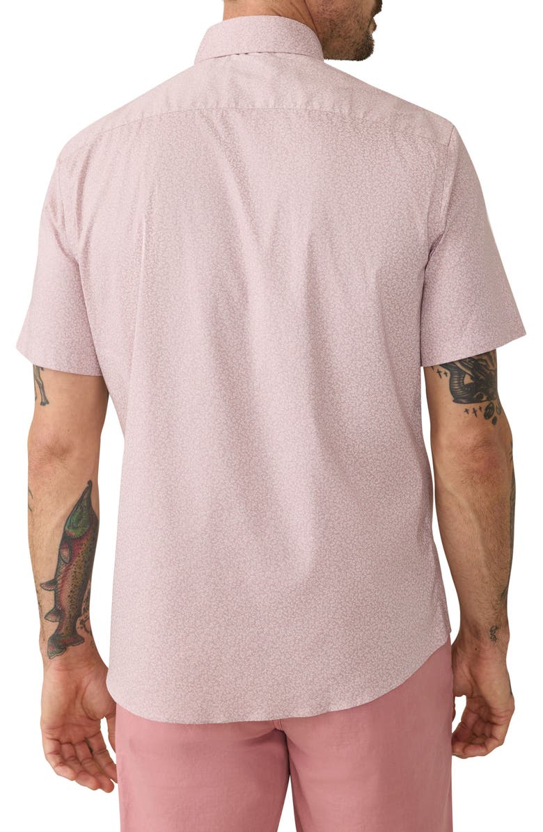 Faherty Movement Short Sleeve Button-Up Shirt, Alternate, color, Blushed Sand Floral