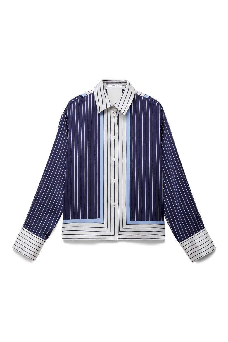 Stripe Satin Shirt, Alternate, color, BLUE