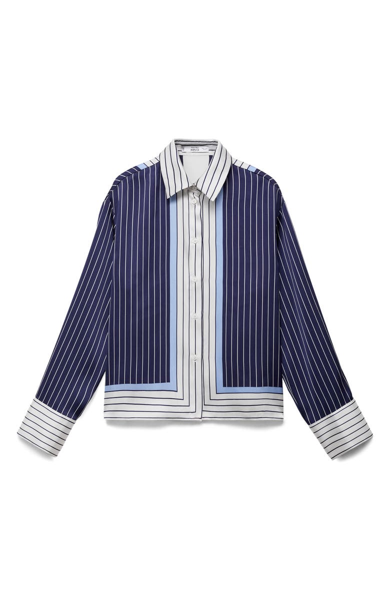 MANGO Stripe Satin Shirt, Alternate, color, Blue
