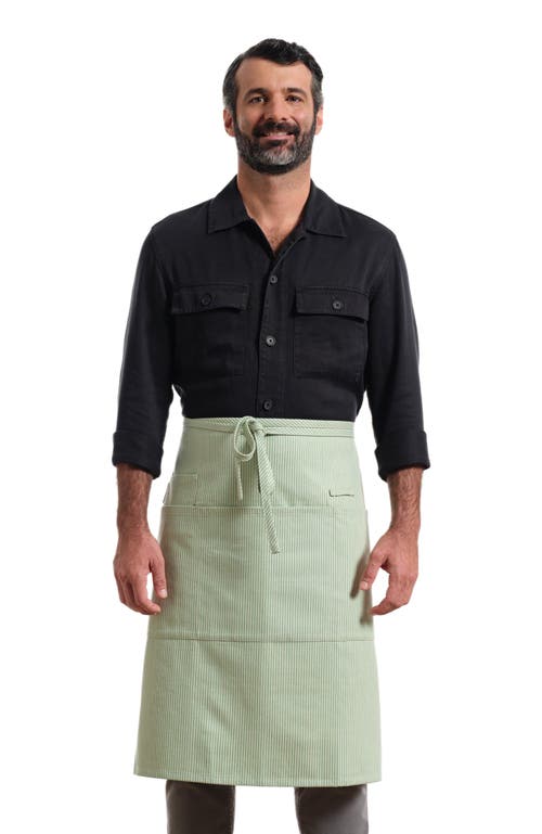 Meema Bistro Apron with Pockets - Pinstriped in Sage Green  product