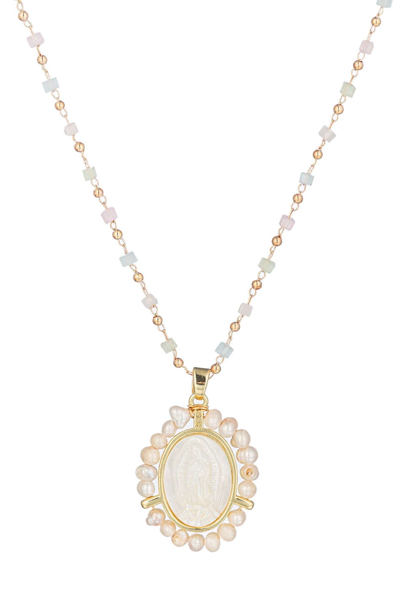 EYE CANDY LOS ANGELES The Luxe Collection Virgin Mary Shell Pendant Necklace
