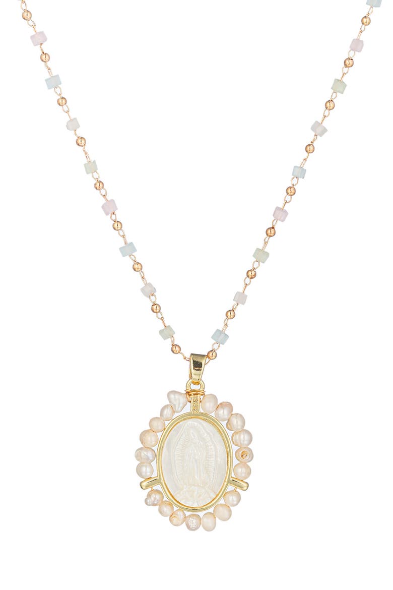 The Luxe Collection Virgin Mary Shell Pendant Necklace, Main, color, GOLD