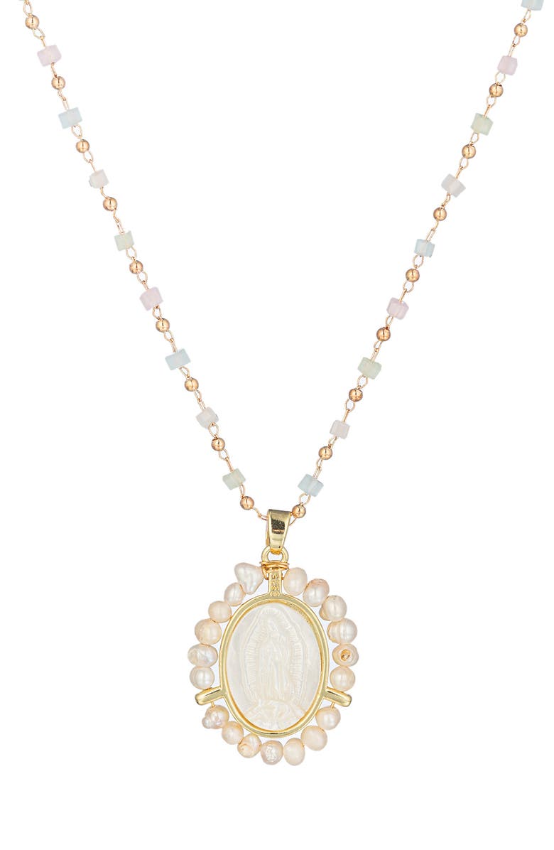 EYE CANDY LOS ANGELES The Luxe Collection Virgin Mary Shell Pendant Necklace, Main, color, Gold