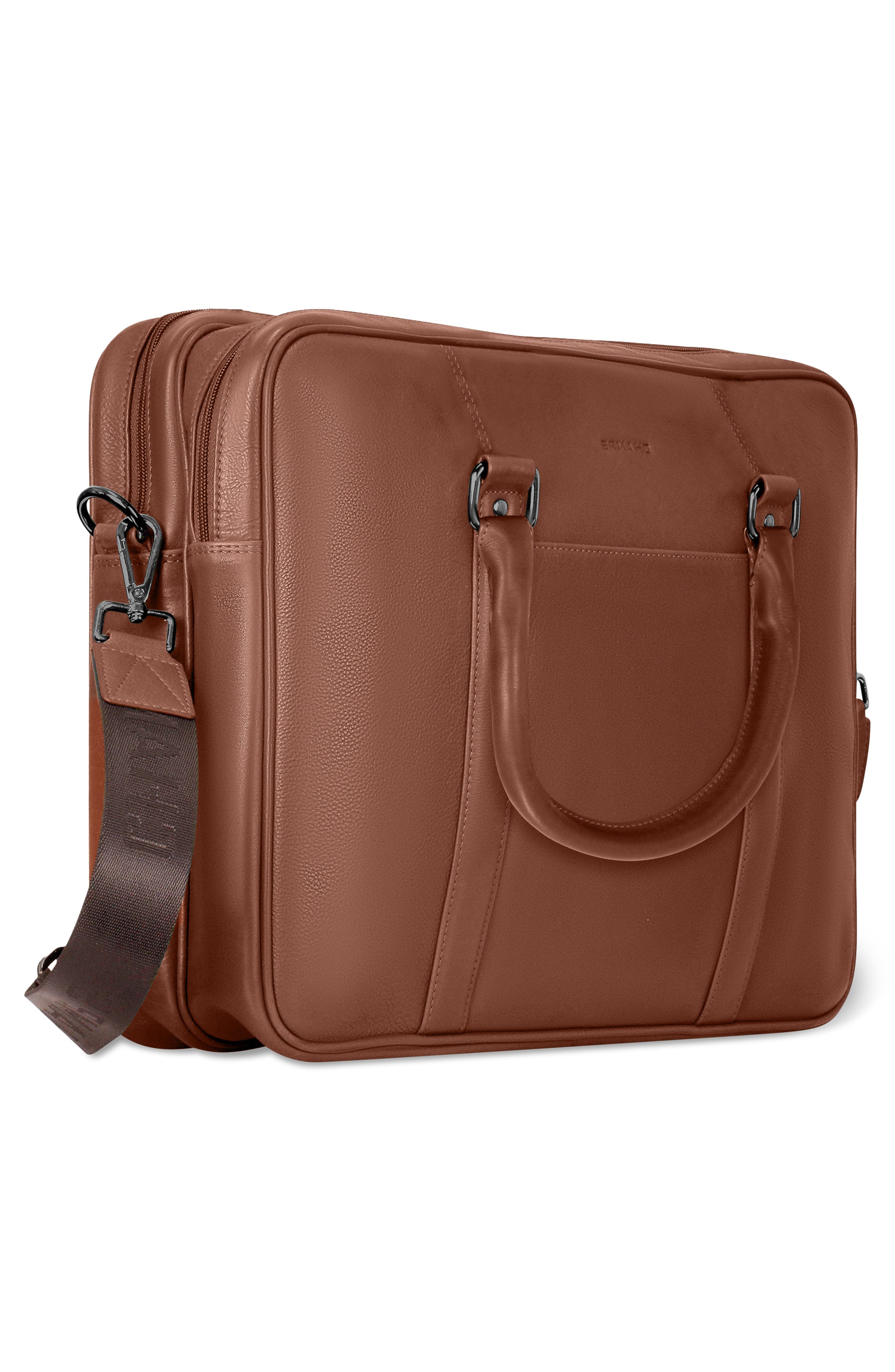 CHAMPS Onyx Leather Briefcase, Alternate, color, Brown