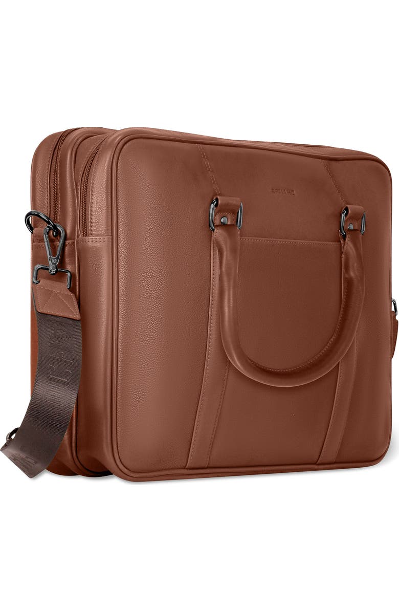 CHAMPS Onyx Leather Briefcase, Alternate, color, Brown