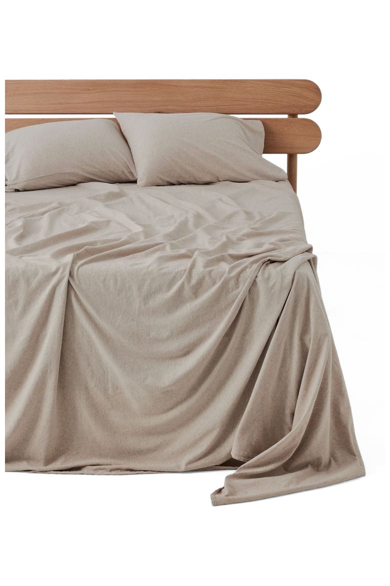 Organic Cotton Organic Favorite Tee Jersey Sheet Set, Alternate, color, Wheat Heather