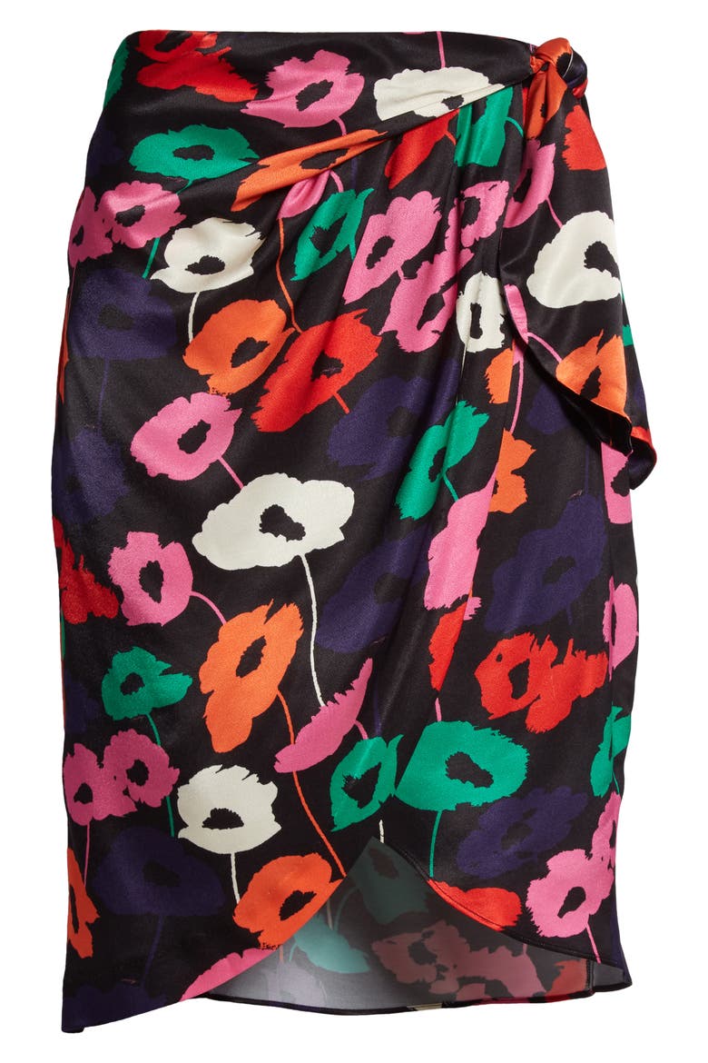 Liza Poppy Print Wrap Skirt, Alternate, color, BLACK MULTI