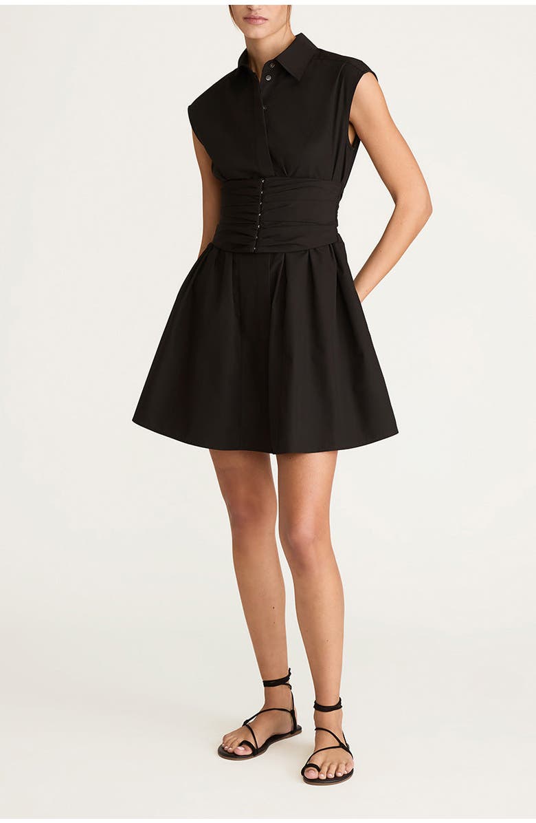 Rebecca Taylor Corseted Mini Dress, Main, color, Black