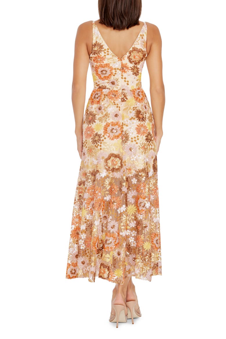 Sierra Floral Sequin Midi Cocktail Dress, Alternate, color, AMBER MULTI