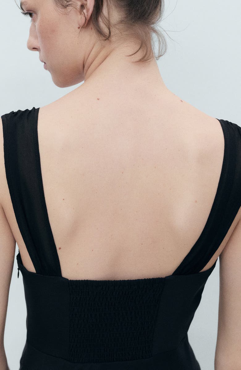 MANGO Ruched Bodice Minidress, Alternate, color, Black