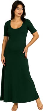 24seven Comfort Apparel Casual Maternity Maxi Dress With Sleeves