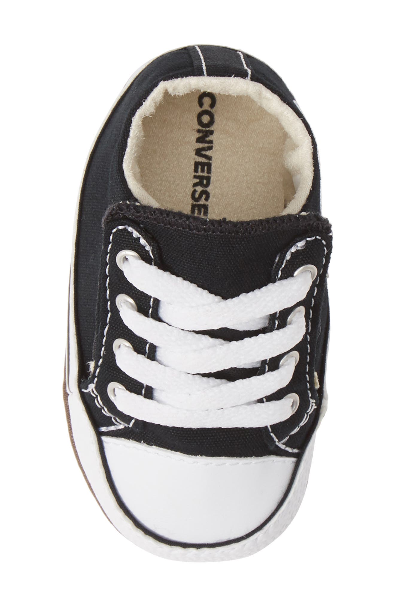 Converse Chuck Taylor<sup
®</sup
 All Star<sup
®</sup
 Cribster Canvas Crib Shoe, Alternate, color, Black/Natural Ivory/White