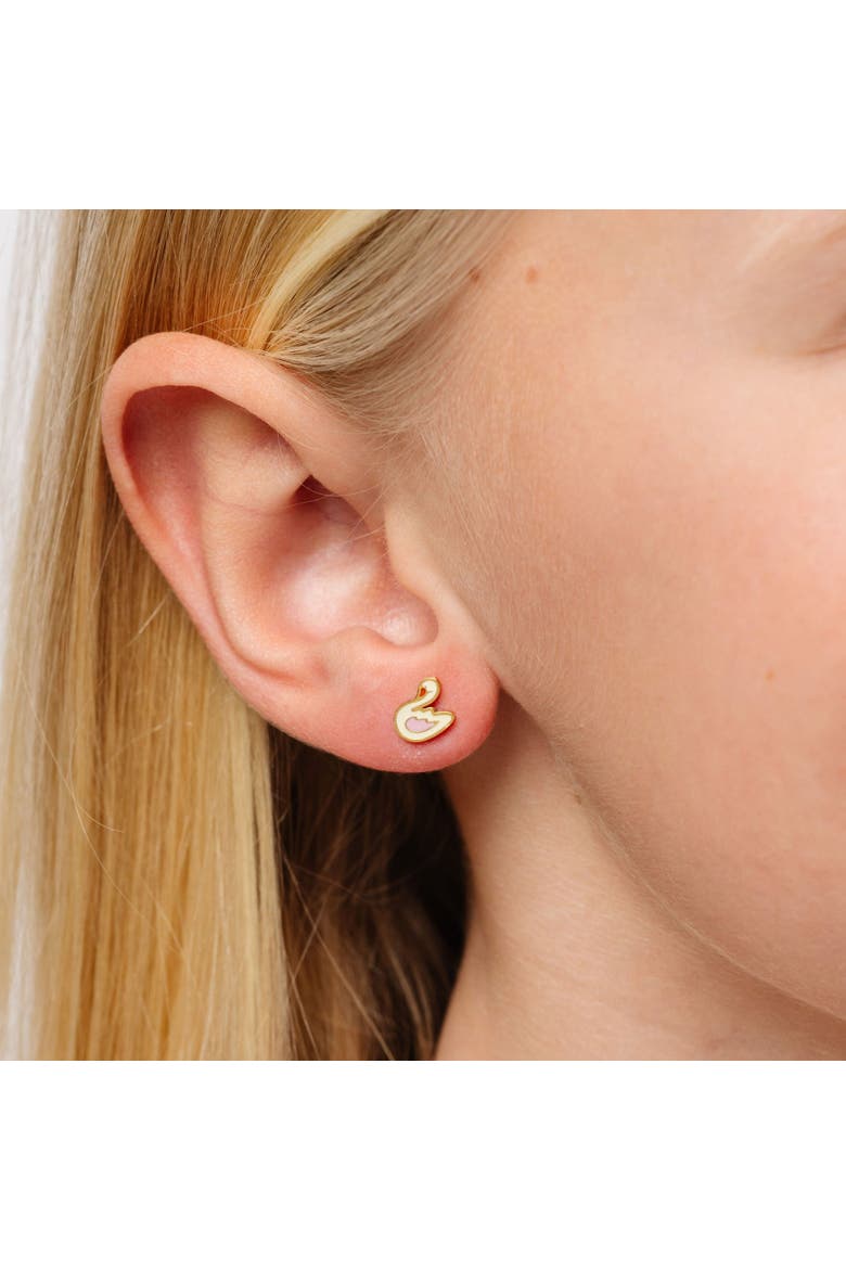 Swan Stud Earrings, Alternate, color, White
