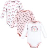 Hudson Baby Infant Breathable Cotton Long-Sleeve Bodysuit Bundle 3 Count