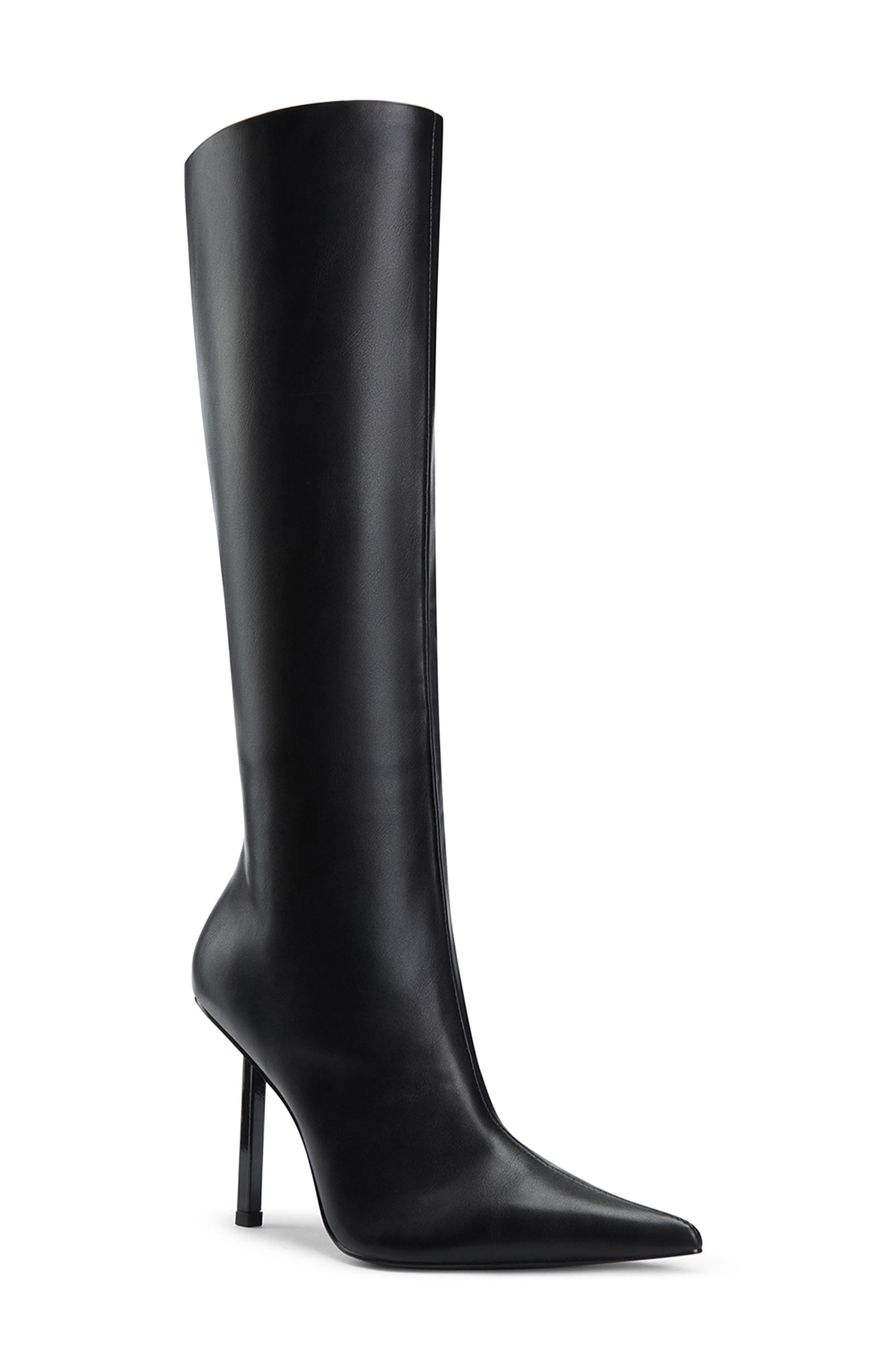 FEMME LA Vienna Pointed Toe Knee High Boot, Main, color, Black