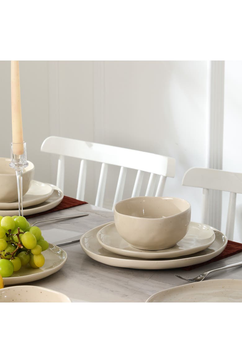 Mirella Stoneware 24-Piece Dinnerware Set, Alternate, color, Beige