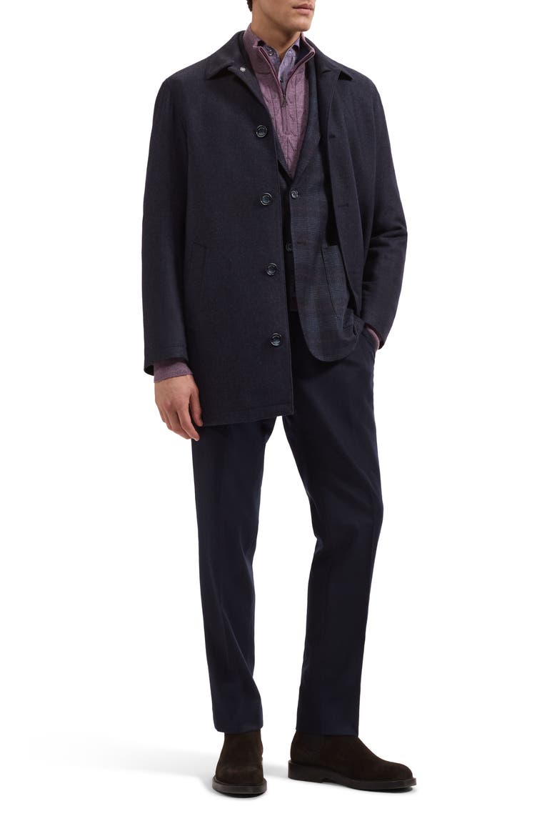 Wool Blend Button Front Car Coat, Alternate, color, NAVY
